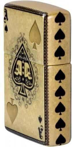 Zippo Ace Spades Flame Lighter In Gold Colour