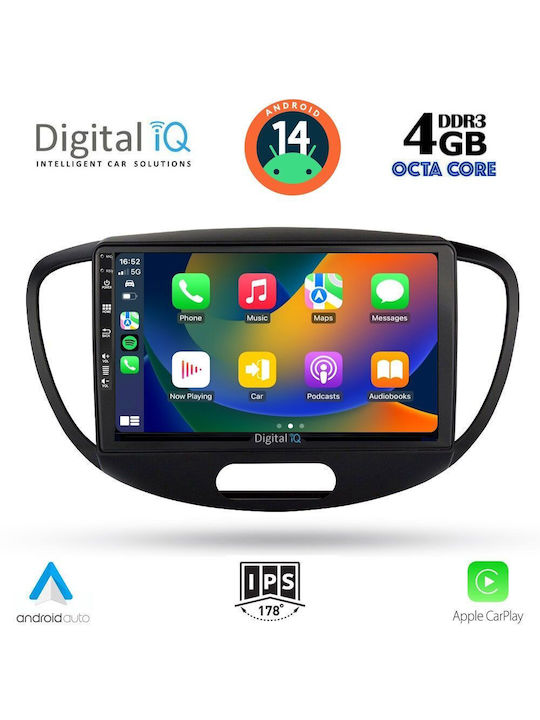 Digital IQ Sistem Audio Auto pentru Hyundai i10 2008-2013 (Bluetooth/USB/AUX/WiFi/GPS/Apple-Carplay/Android-Auto) cu Ecran Tactil 9"