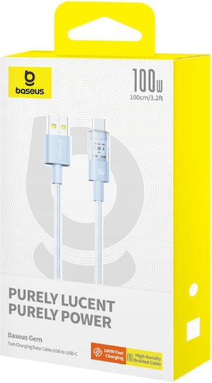 Baseus Gem USB 2.0 Cable USB-C male - USB-A 100W PD Μπλε 1m P10373002311-00