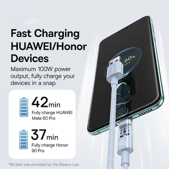 Baseus Gem USB 2.0 Cable USB-C Male - USB-A 100W PD Blue 2m P10373002311-01