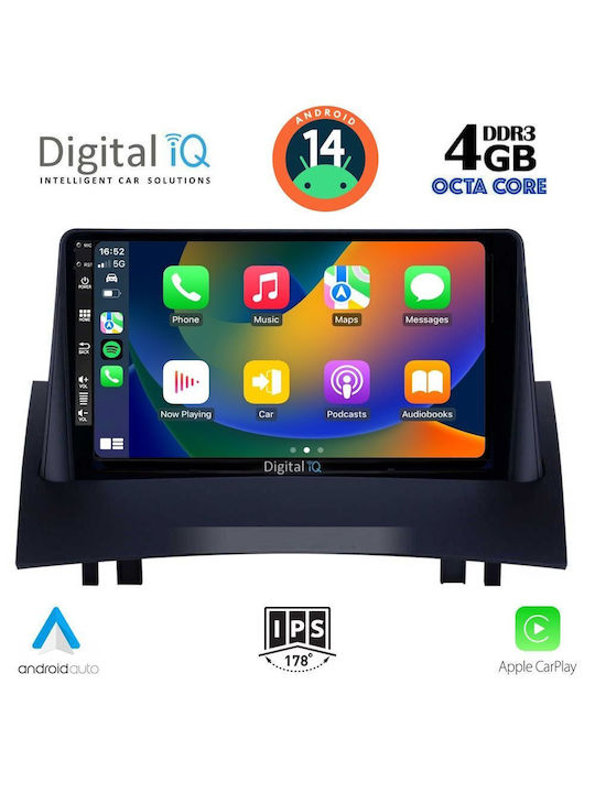 Digital IQ Car Audio System for Renault Megane 2002-2008 (Bluetooth/USB/AUX/WiFi/GPS/Apple-Carplay/Android-Auto) with Touch Screen 9"