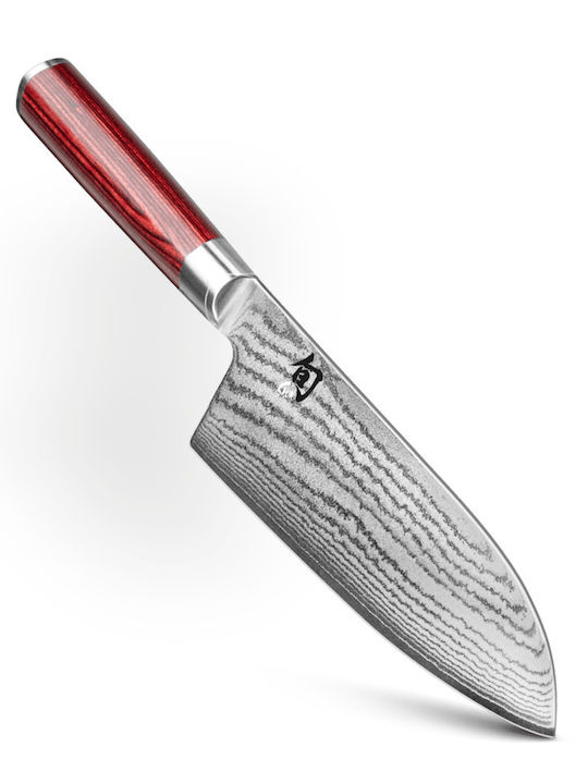 Kai Limited Edition Red Handle Shun Classic - KAI Knife Santoku made of Damascus Steel 19cm DM-0717RD 1pcs