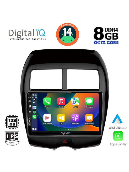 Digital IQ Car Audio System for Peugeot 4008 Mitsubishi Asx 2012-2018 (Bluetooth/USB/AUX/WiFi/GPS/Apple-Carplay/Android-Auto) with Touch Screen 10"