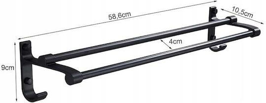 Ράγα Μπάνιου Διπλή Επιτοίχια με Βίδες ​58.6x10.5cm Μαύρη