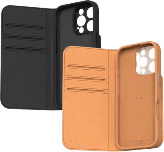 Moshi Overture Magsafe 3-in-1 Leather Case Flip Iphone 16 Pro Caramel Brown
