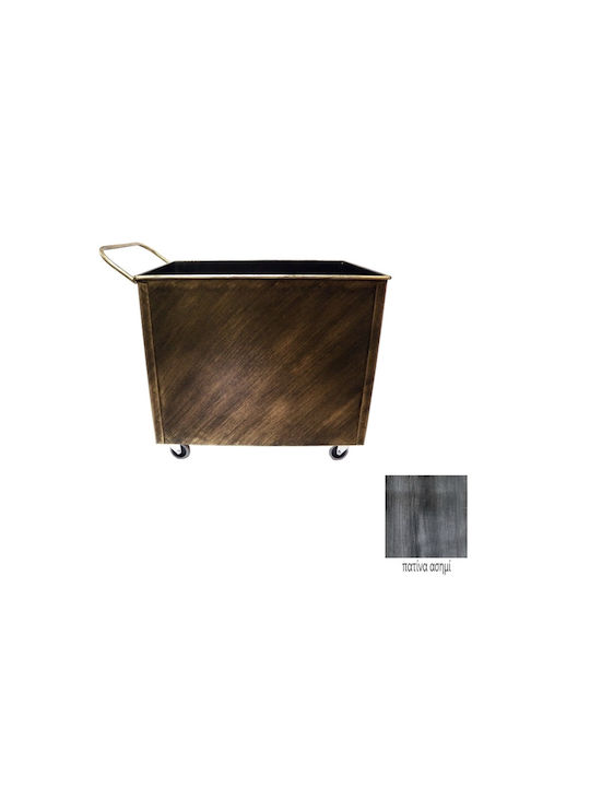GTMED Metallisch Box Holzlagerung 54x40x40cm Silber