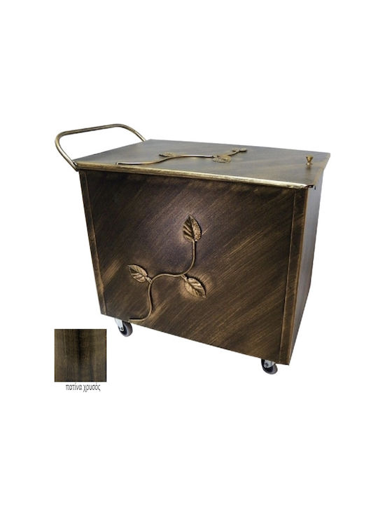 GTMED Μεταλλικό Κουτί Αποθήκευσης Ξύλων 54x40x40cm Χρυσό