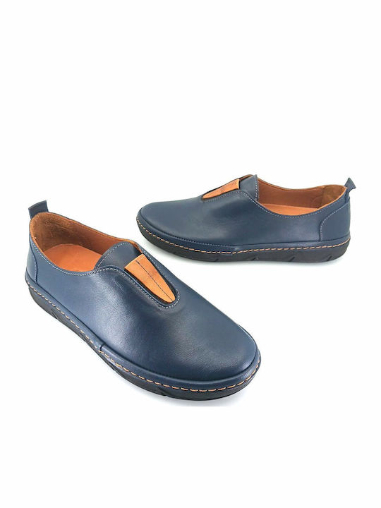 Γυναικεία Slip-On Δερμάτινα Μπλε