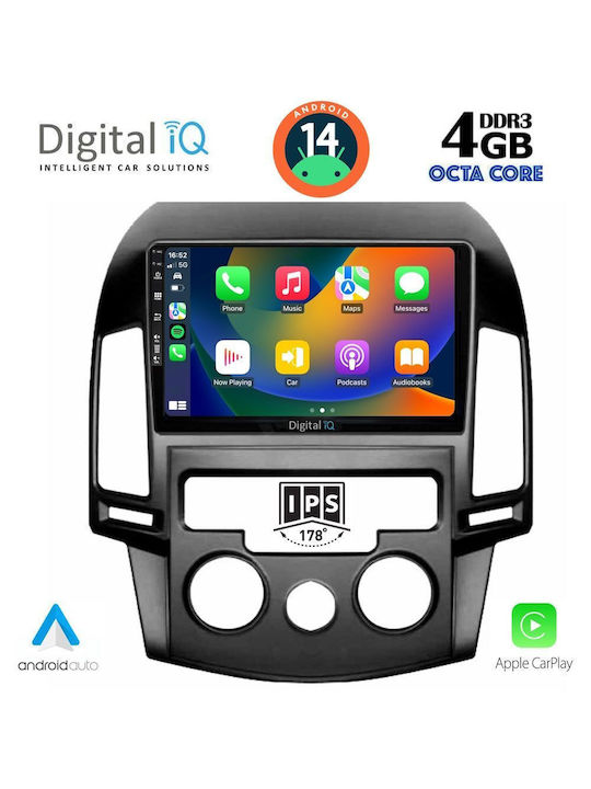 Digital IQ Car Audio System for Hyundai i30 2007-2012 with A/C (Bluetooth/USB/AUX/WiFi/GPS/Apple-Carplay/Android-Auto) with Touch Screen 9"