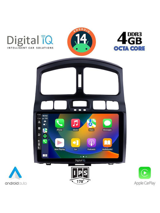 Digital IQ Car Audio System for Hyundai Santa Fe 2003-2006 (Bluetooth/USB/AUX/WiFi/GPS/Apple-Carplay/Android-Auto) with Touch Screen 9"