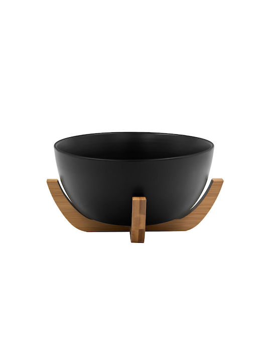 InTheBox Serving Bowl Round made of Porcelain Black with Diameter 23cm