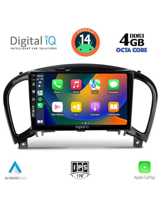 Digital IQ Sistem Audio Auto pentru Nissan Juke 2009-2020 (Bluetooth/USB/AUX/WiFi/GPS/Apple-Carplay/Android-Auto) cu Ecran Tactil 9"