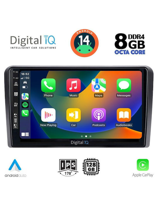 Digital IQ Car Audio System for Peugeot 308 2013> (Bluetooth/USB/AUX/WiFi/GPS/Apple-Carplay/Android-Auto) with Touch Screen 9"