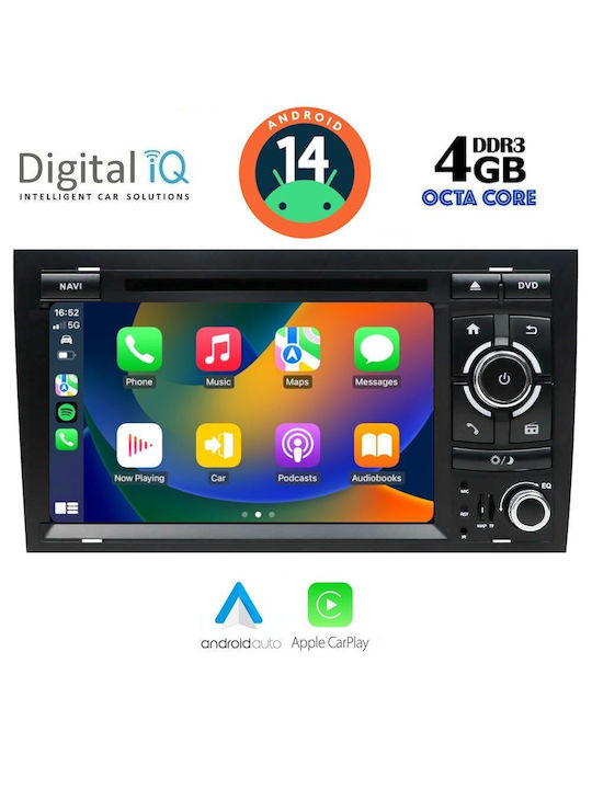 Digital IQ Sistem Audio Auto pentru Audi A4 2002-2008 (Bluetooth/USB/AUX/WiFi/GPS/Apple-Carplay/Android-Auto) cu Ecran Tactil 7"