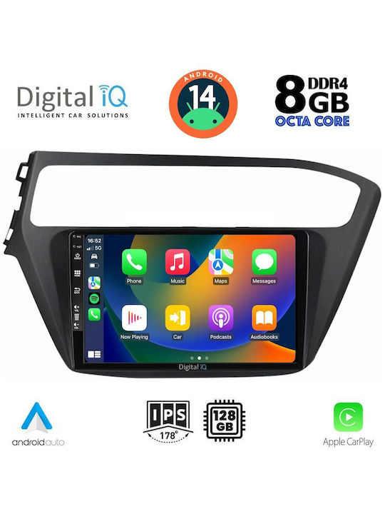 Digital IQ Car Audio System for Hyundai i20 2019-2021 (Bluetooth/USB/AUX/WiFi/GPS/Apple-Carplay/Android-Auto) with Touch Screen 9"