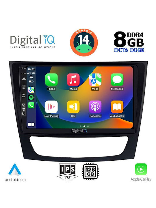 Digital IQ Car-Audiosystem für Mercedes-Benz E Klasse / CLS Klasse 2003-2009 (Bluetooth/USB/AUX/WiFi/GPS/Apple-Carplay/Android-Auto) mit Touchscreen 9"