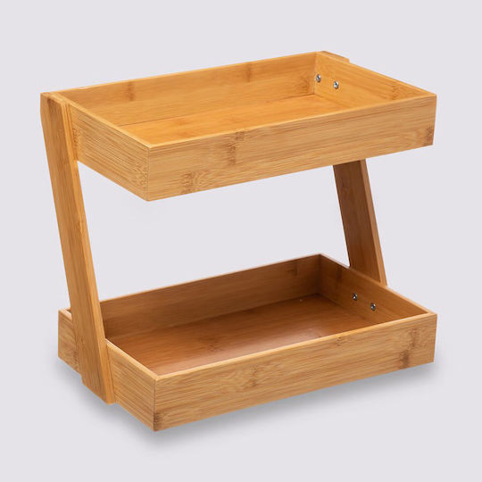 2-stufiges Bambus-Organisationsregal 31,5x22,5x26cm