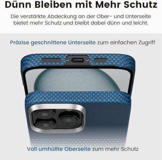 Pitaka Fusion Back Cover Aramid Fiber 1.05mm Albastru (iPhone 16 Pro)