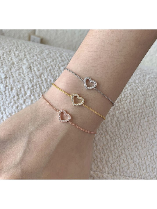 Jooliete Women's Bracelet with design Heart made of Silver Gold Plated with Zircon