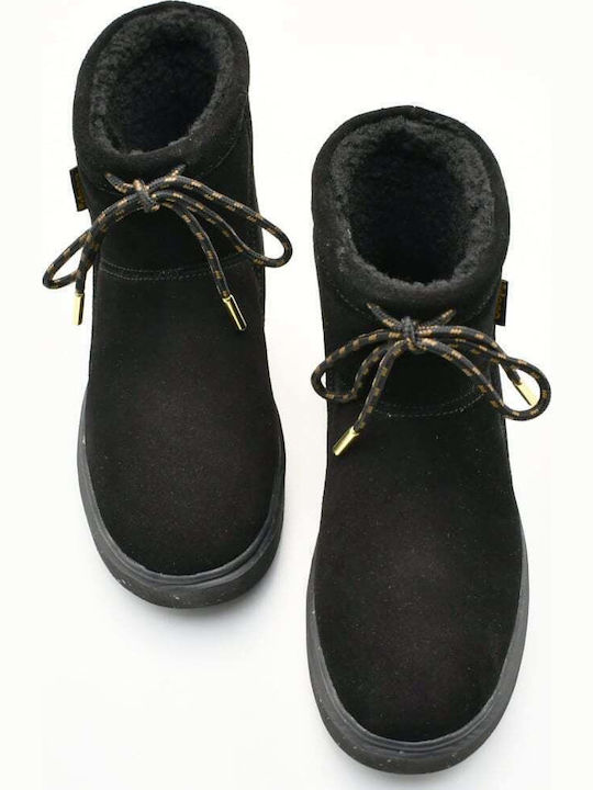 Leather Women's Ankle Boots Platform Black