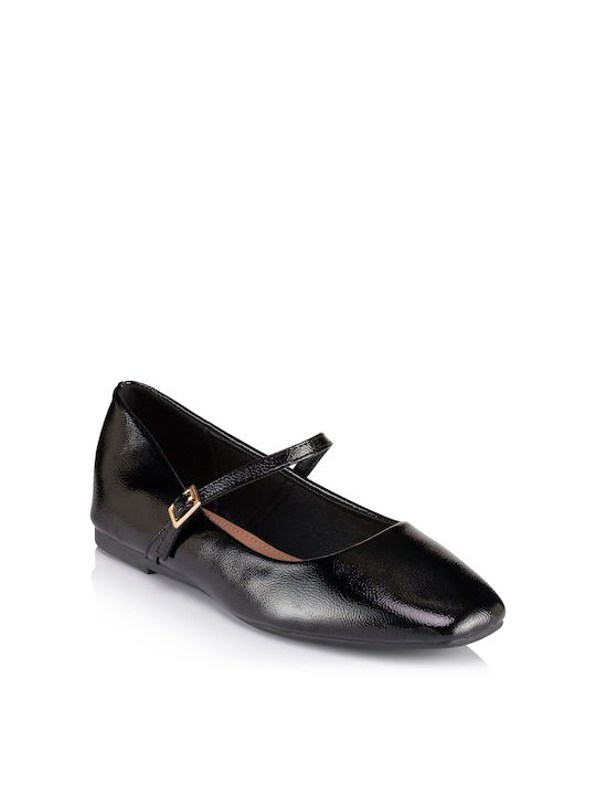 Bottega Leather Pointy Ballerinas With strap Black