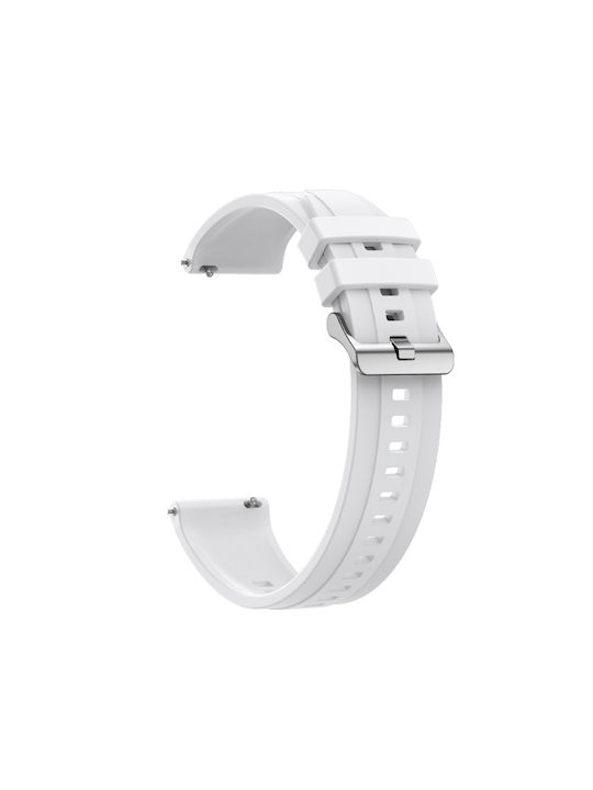 Каишка за часовник Huawei Watch 4 Pro с шарка на гума, сребърна тока, силикон, бяла