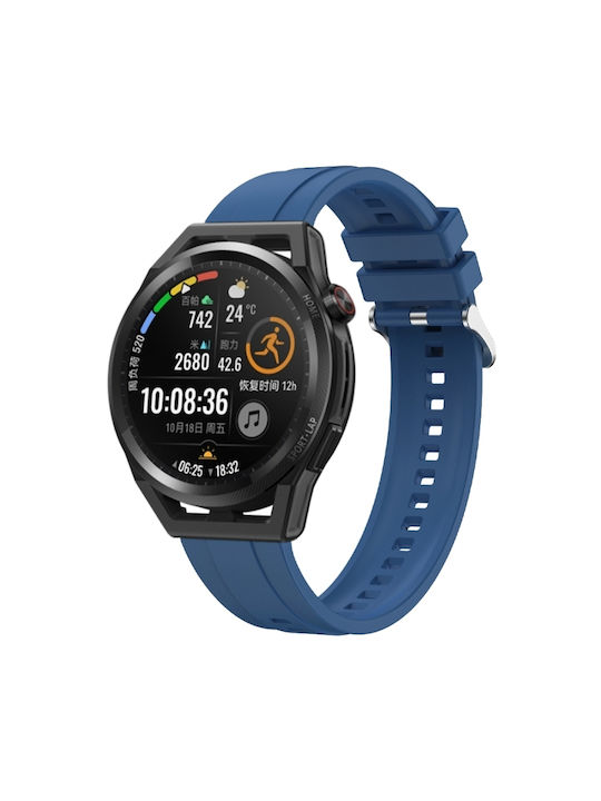 Huawei Watch 4 Pro Μοτίβο Ελαστικών Ασημένια Πόρπη Λουράκι Ρολογιού Σιλικόνης Μπλε