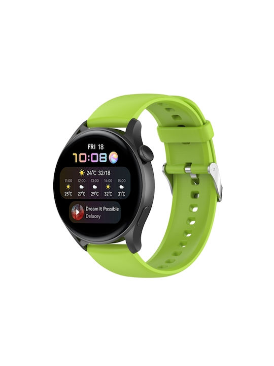 Huawei Watch 4 Watch 4 Pro Silver Buckle Silicone Stainless Steel Solid Color Watch Strap Lime Green