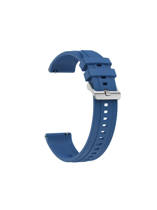 Huawei Watch 4 Pro Μοτίβο Ελαστικών Ασημένια Πόρπη Λουράκι Ρολογιού Σιλικόνης Μπλε