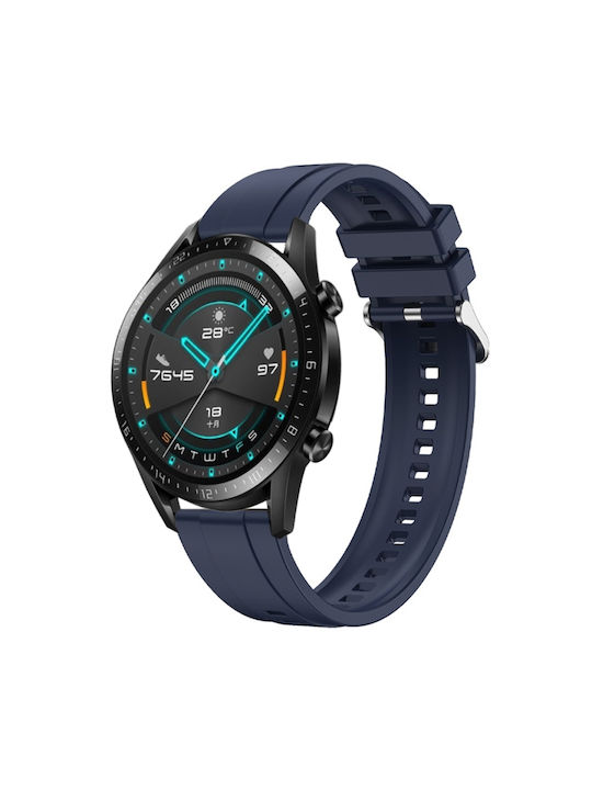 Huawei Watch 4 Pro Reifenmuster Silberne Schnalle Silikonarmband Mitternachtsblau