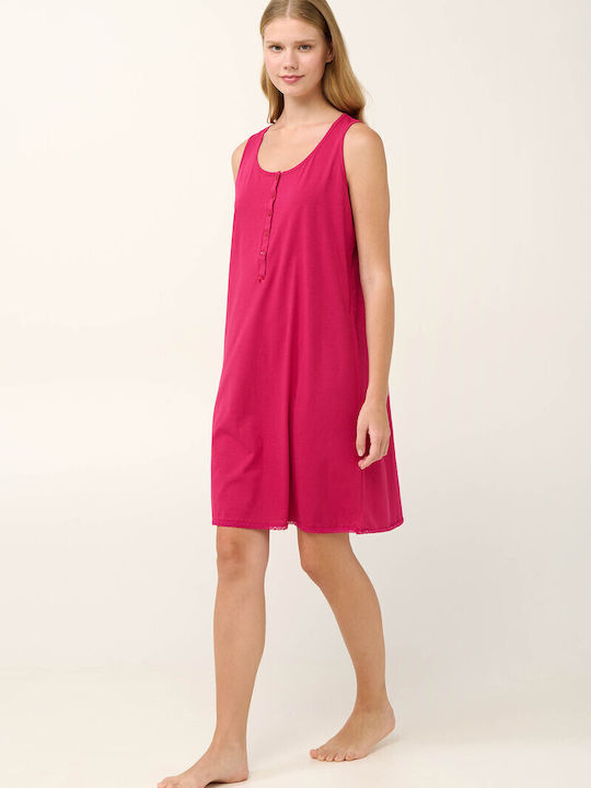 Vamp Χειμερινό Βαμβακερό Γυναικείο Νυχτικό Fuchsia berry
