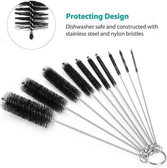 Set 10 Cleaning Brushes Zola Narrow Containers Small Corners Different Sizes From 2 Mm