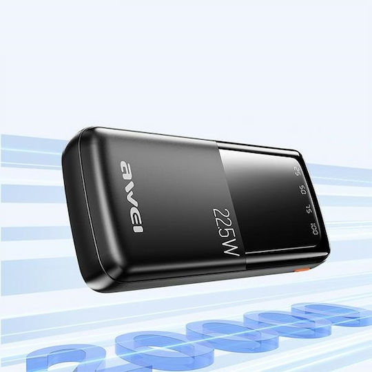 Awei P13K Power Bank 20000mAh 22.5W with 2 USB-A Ports and USB-C Port Black