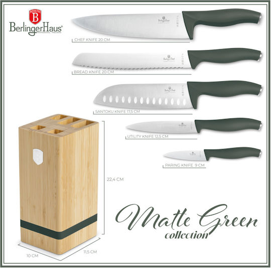 Berlinger Haus Collection Set of Knives with Base Made of Stainless Steel 6 Pieces
