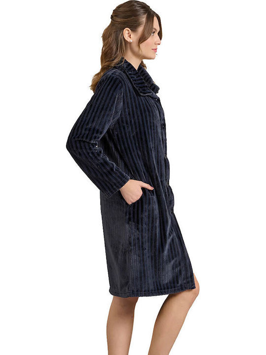 Jeannette Lingerie Χειμερινή Γυναικεία Ρόμπα Navy Μπλε