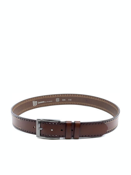 Wide Men's Belt Leather Tabac Brown