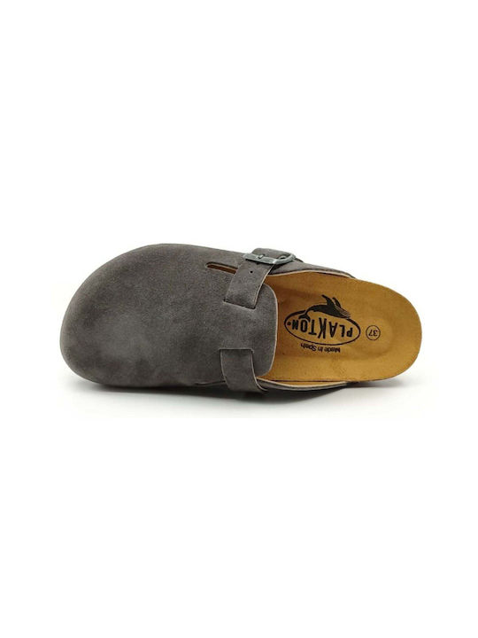 Plakton Afelpado Men's Leather Anatomic Clogs Gray