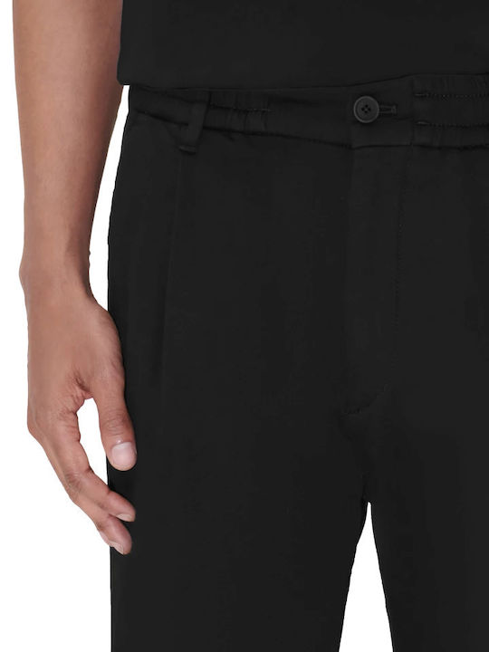 Herrenhosen Elastisches Slim Fit Schwarz