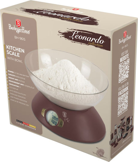 Berlinger Haus Ψηφιακή Ζυγαριά Κουζίνας με Κάδο έως 5kg Μπορντό
