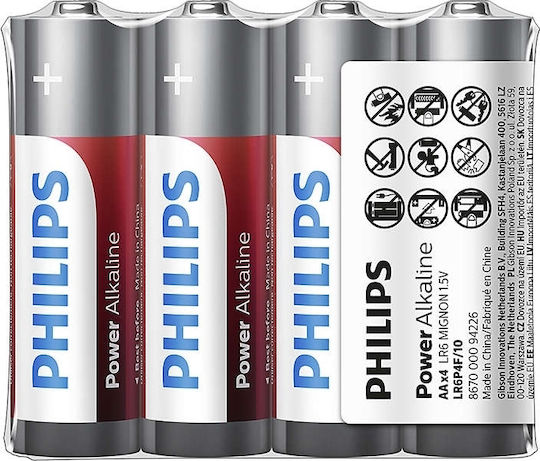 Philips Αλκαλικές Μπαταρίες AA 1.5V 4τμχ