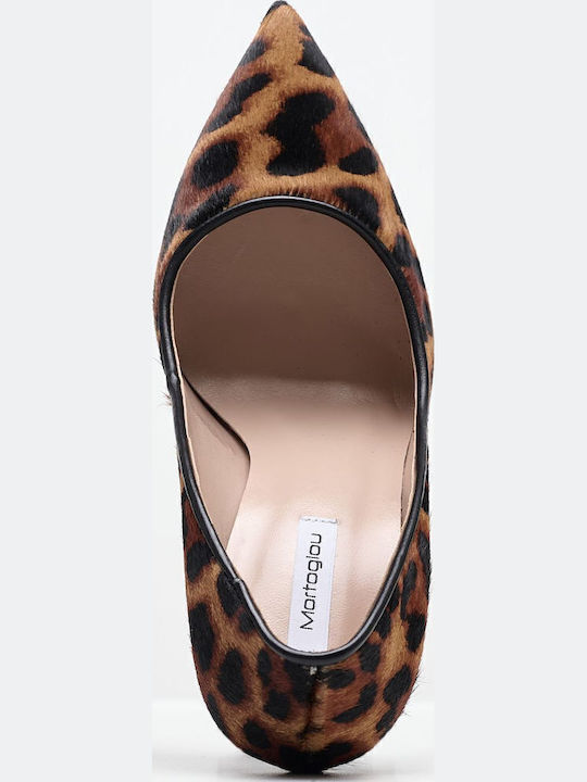 Δερμάτινες Γόβες Animal Print Καφέ