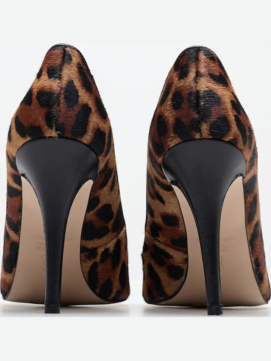 Δερμάτινες Γόβες Animal Print Καφέ