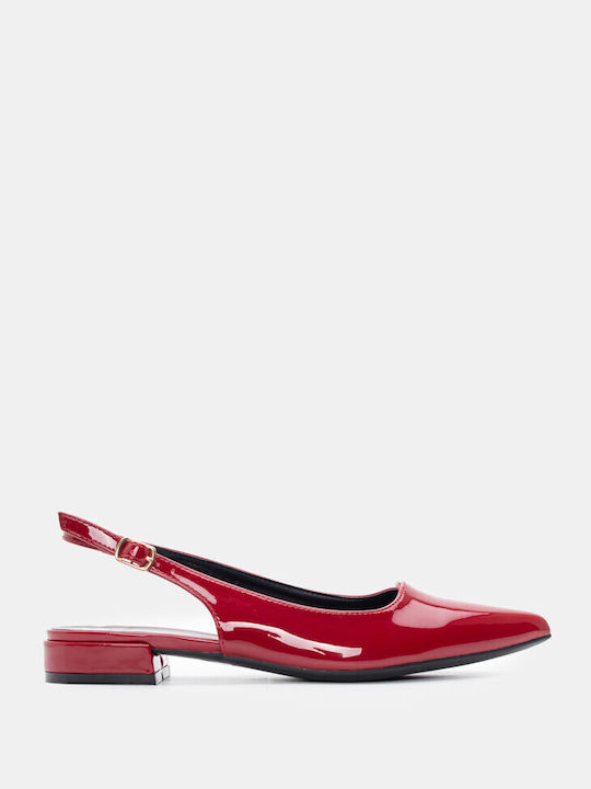 Luigi Patent Leather Pointed Toe Burgundy Low Heels