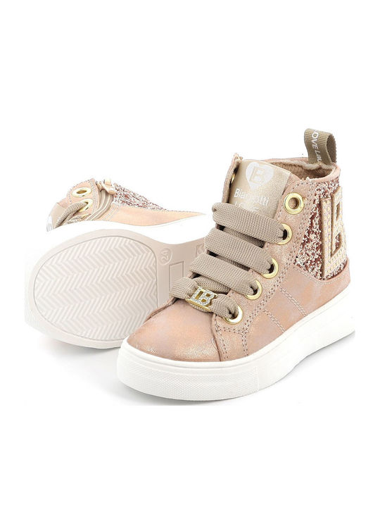 Lederne Kinderstiefeletten mit Reißverschluss Rose Gold