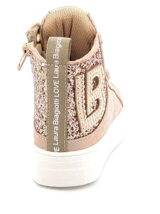 Lederne Kinderstiefeletten mit Reißverschluss Rose Gold