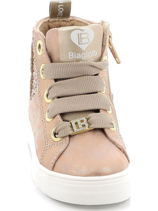 Lederne Kinderstiefeletten mit Reißverschluss Rose Gold