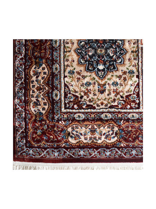 Rug Rectangular with Fringes Wine Red