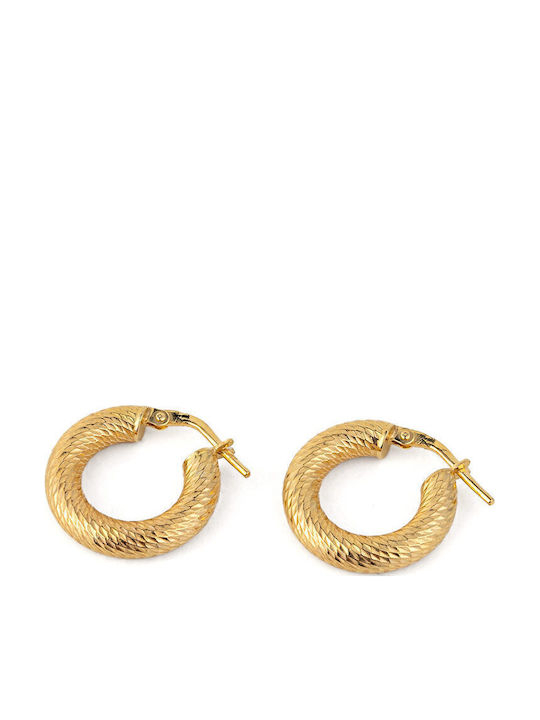 George Art Jewels Σκουλαρίκια Κρίκοι Πλεκτά Επιχρυσωμένα