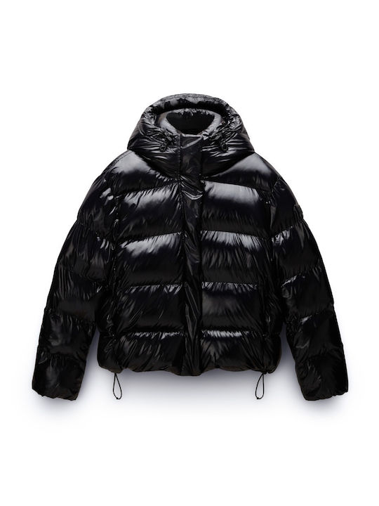 Aglane Women's Crop Lifestyle Jacket for Winter Black