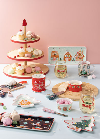 Ladelle Ornament de masă de Crăciun Platou Lemnos Albastru deschis L33xW11cm.